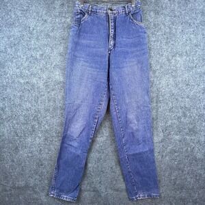 Vintage Tres Jolie Jeans Womens Small 13/ 14 Pink Blue Straight Taper Pocketless